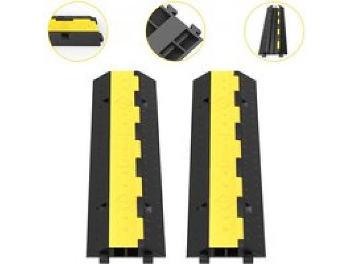 VEVOR Lot de 2 rampes de protection de cable 101cmx24,5x5 cm, Rampe de passage pour câbles Rampe de Cache-Câble 2 canaux, vitesse modulaire en caoutchouc