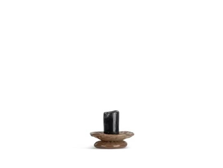 ByON Candlestick Lara XS 5280606701 Bougeoir Fait Main en Verre soufflé à la Bouche dans des Couleurs Pastel délicates\, 9 cm\, Noir/Beige