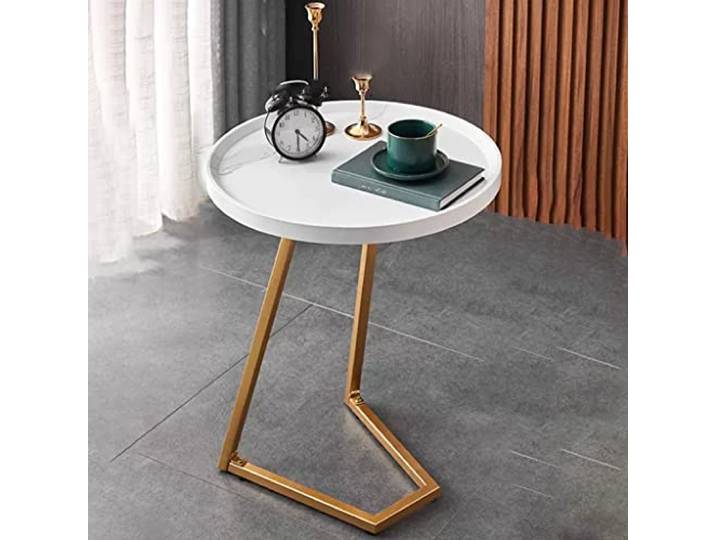XDgfjrCGKJ Mit Metallrahmen, moderner Sofa-Akzenttisch, lässiger Teetisch(White a,40 cm)
