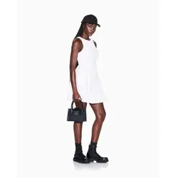 A|X Armani Exchange für Damen. XW002282AF21555U1003 Klassisches weißes Kleid (XS), Lässig, Polyester, Ärmellos / Hosenträger