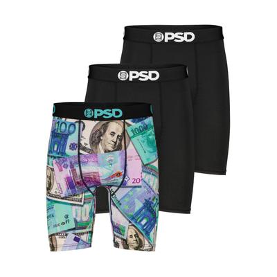 Boxershorts PSD "3 PACK - WORLD CURRENCY Herren", Herren, Gr. M, bunt (multi), 90% POLYESTER, 10% ELASTHAN, Unterhosen