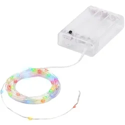 LED-Micro-Lichterkette mit Batteriekasten und Timer, bunt, 20 LEDs