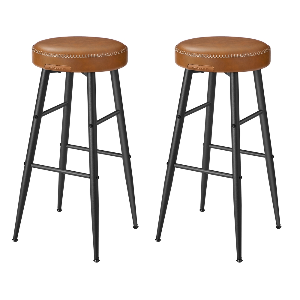 VASAGLE EKHO Kollektion - Barhocker 2er Set Kunstleder karamellbraun B34LBC090K01V1