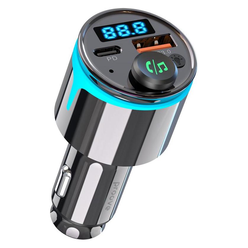 Proove Nexus FM Transmitter - Auto Adapter mit USB-C & USB-A Anschluss, 30W, Schwarz (65706963)