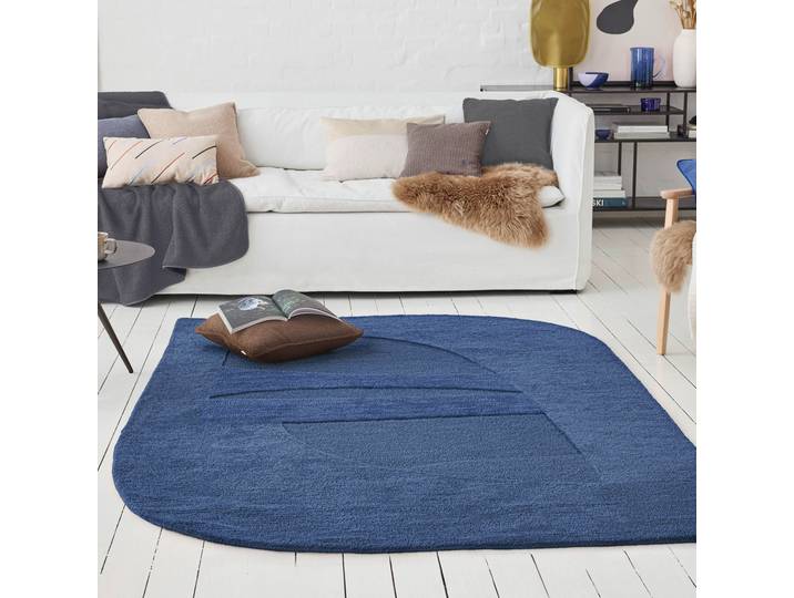 Teppich WECON HOME Dodo , blau (kobalt blau), B:70cm H:10mm L:140cm, Schurwolle, Teppiche, Teppich, Wollteppich, asymmetrisch, hochwertig, handgetuftet, robust, modern