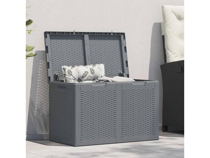 vidaXL Coffre de jardin Gris PP Rotin 180 L