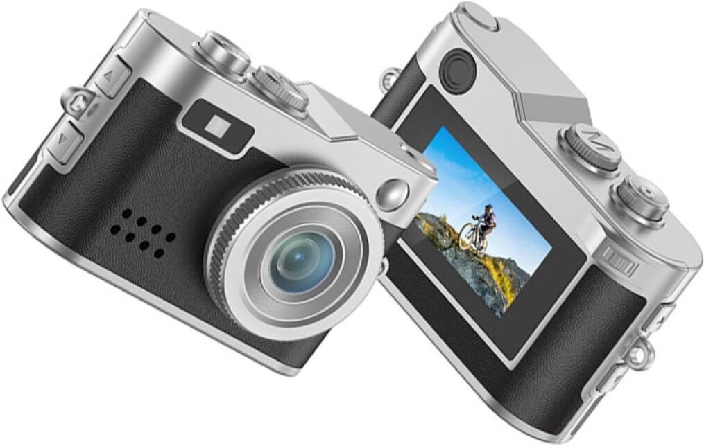 INF Mini-Digitalkamera – Echtes 1080P/2K, Echtes 5MP-Objektiv (20MP-Interpolation), Type-C-Ladung, OTG & C10 SD-Karten Schwarz