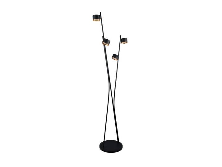 Trio Leuchten Stehleuchte Coda, Schwarz, Goldfarben, Messingfarben, Metall, 33x180x53 cm, schwenkbar, Fußschalter, Lampen & Leuchten, Innenbeleuchtung, Stehlampen, Stehlampen