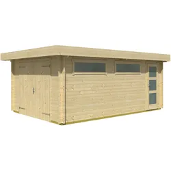 Weka Einzelgarage 441 mit 2 Fenstern - 44 mm naturbelassen