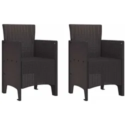 vidaXL Gartenstuhl mit Kissen 2 pcs Braun 53x49x85 cm Polypropylen