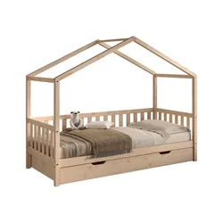 HAUSBETT Kapua 90x200 mit Bettschublade Kiefer Massivholz Natur