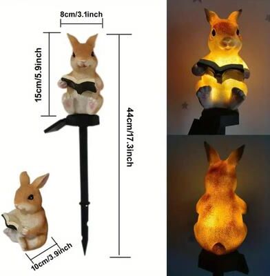 Uplifted Goods Solar Animal Light For Garden And Outdoor Decor rabbit Resin Lamp