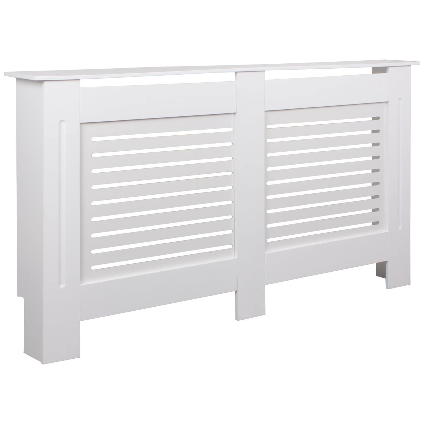 KADIMA DESIGN Moderne Heizkörperabdeckung mit Lamellenmuster, Elegante Lösung zur Verbesserung der Raumgestaltung, Weiß