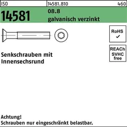 Senkschraube ISO 14581 ISR M5x12 T25 8.8 galv.verz. 500St.