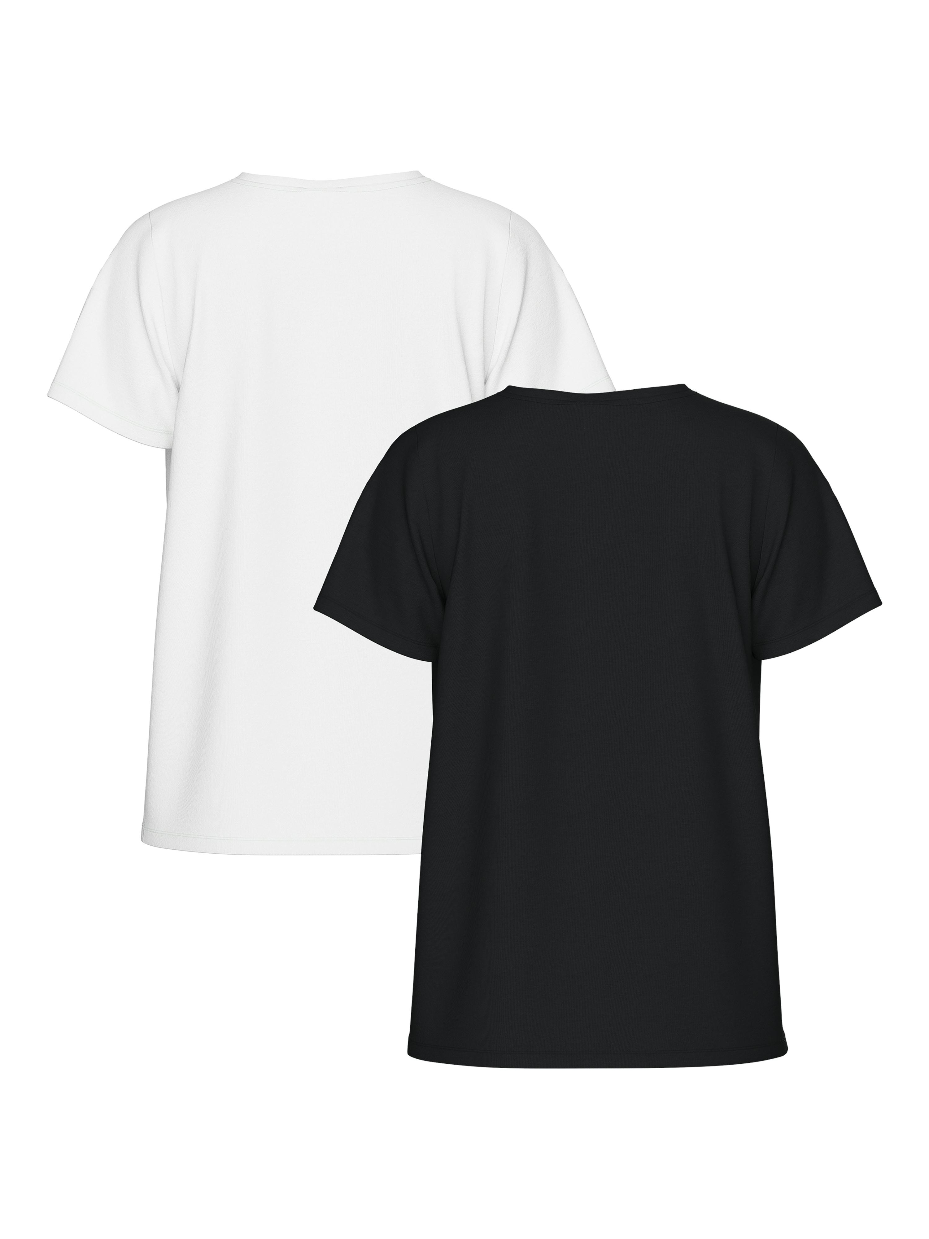 Kurzarmshirt PIECES "PCAMIRA SS TEE 2-PACK NOOS BC", Damen, Gr. XS, weiss (schwarz pack:2 pack hellweiß, schwarz), Jersey, Obermaterial: 60% Baumwolle, 40% Polyester, unifarben, regular fit normal, Rundhals, Shirts Kurzarmshirt schwarz pack:2 pack hellwei