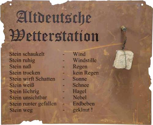Wanddeko Altdeutsche Wetterstation (B x T) 70cm x 80cm Stahlblech Braun