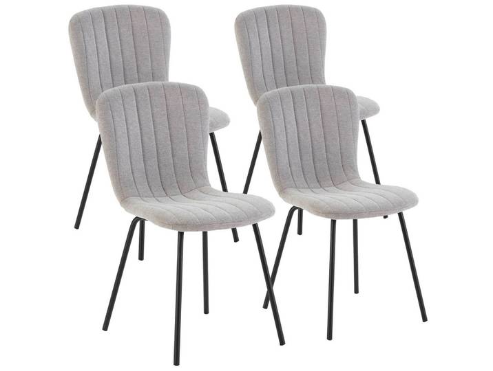 STUHL 4er-Set Lucky hellgrauer Stoff