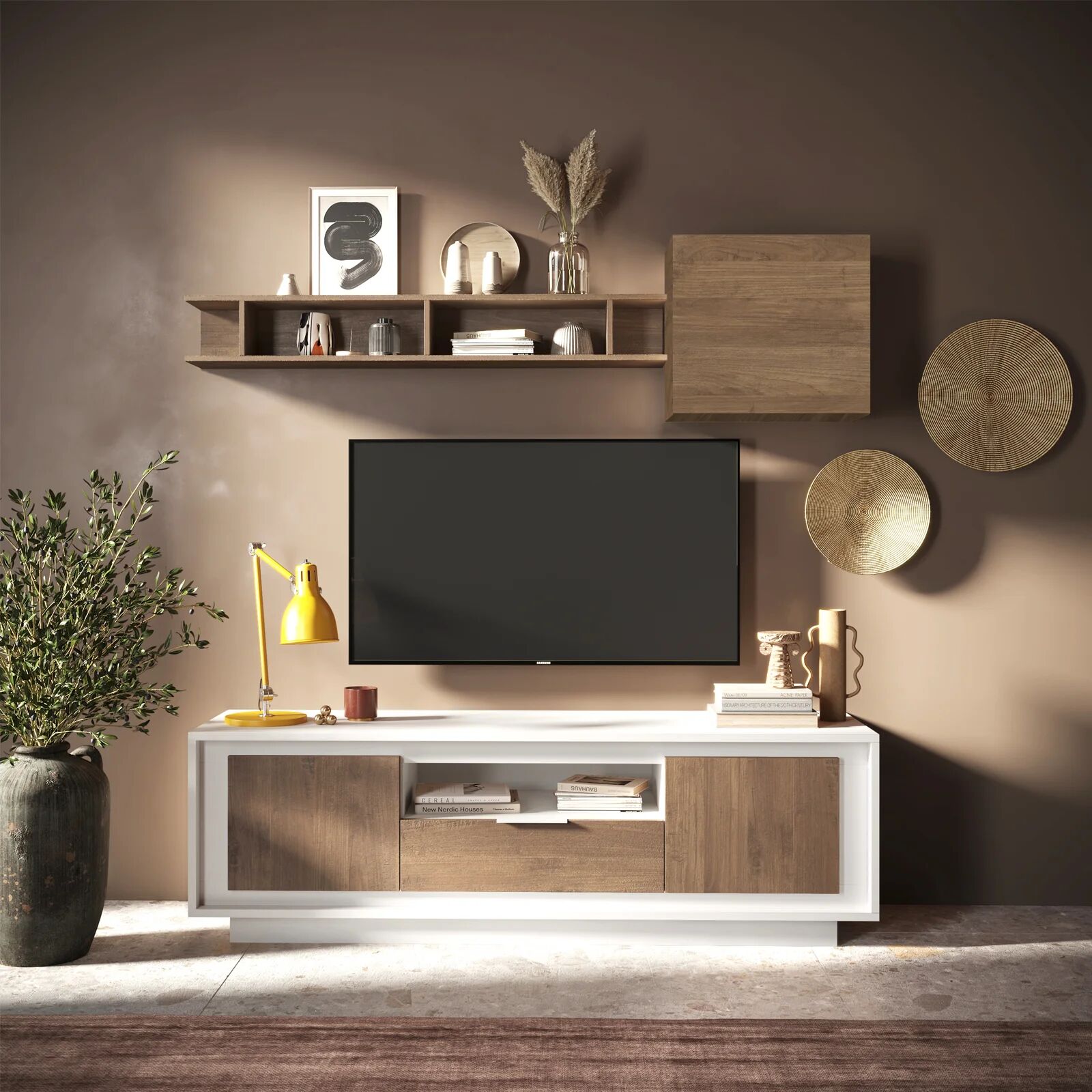 garneroarredamenti Parete attrezzata 180x200h cm rovere scuro Deluxe
