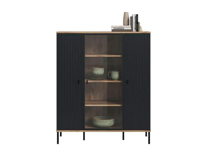 Highboard Lou 137 x 115 x 41 cm Nox Oak Nachbildung Braun/Schwarz