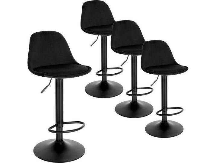 EUGAD Tabouret Bar Lot de 4 Chaise Pivotante Tabouret de Bistrot Hauteur Réglable Tabouret de Comptoir Noir E0AG0040-4