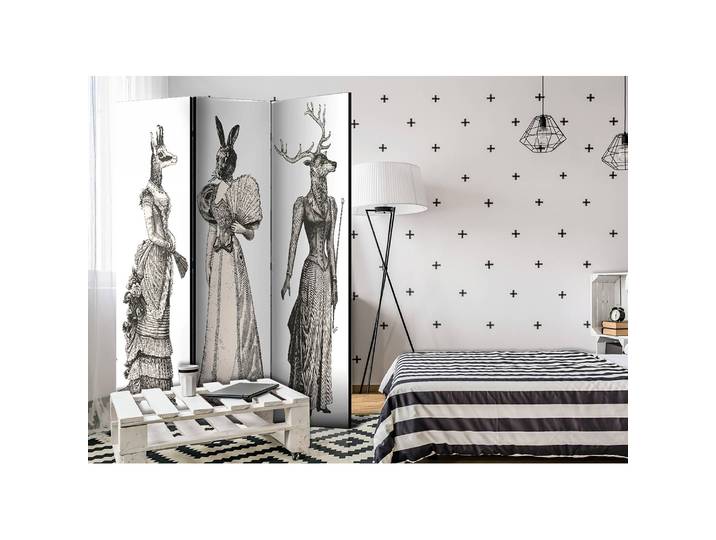 Paravent Chic Zoo Polaire Gris 135 x 172 x 3cm 3 éléments