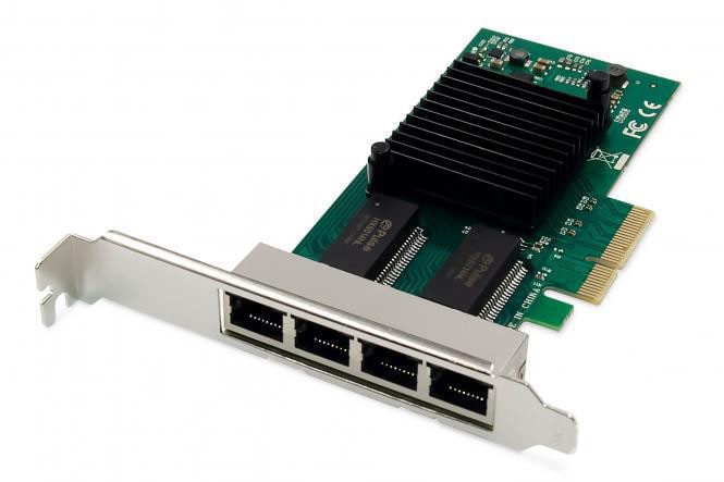 Digitus DN-10114 4-Port Gigabit Ethernet Netzwerkkarte, RJ45, PCI Express, Intel I350