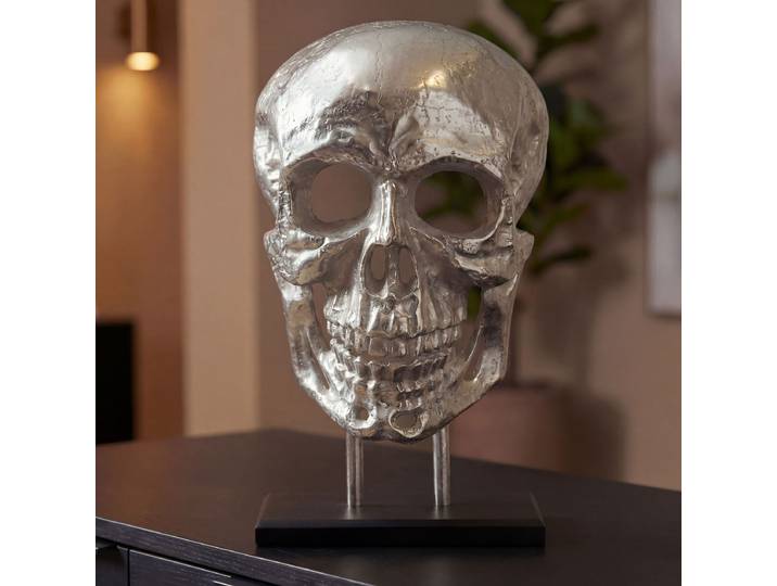 Deko Totenkopf Horova 17 x 57 x 33cm Silber/Silber