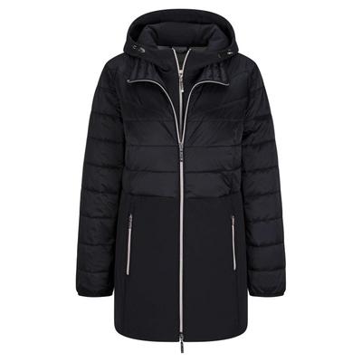 Langmantel GOLDNER "Wintermantel mit Softshell-Einsatz", Damen, Gr. 40, schwarz, Obermaterial: 50% Polyamid PA. 47% Polyester PES. 3% Elasthan EL., Mäntel, mit Softshell-Einsatz