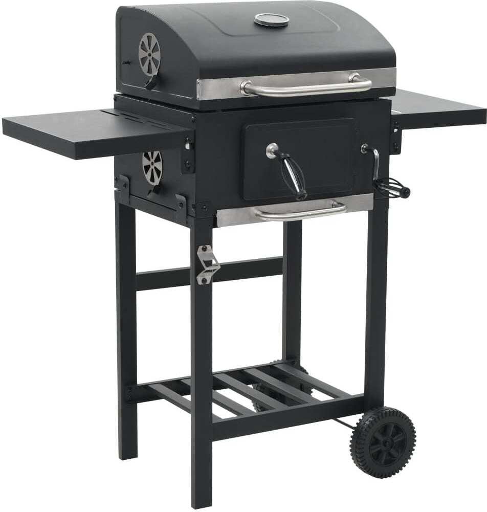 Holzkohlegrill mit Unterer Ablage Schwarz