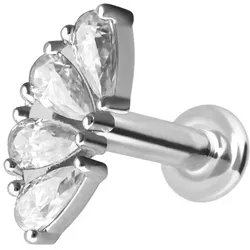 14 Karat Gold Labret mit Innengewinde MOISSANIT-BOGEN