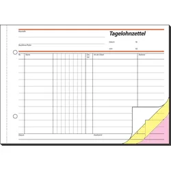 Sigel Formularbuch Tagelohnbuch A5 quer selbstdurchschreibend VE=3x40 Blatt