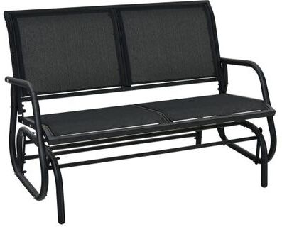 Costway Swing Glider Chair 48 Inch Loveseat Rocker Lounge Backyard-Black