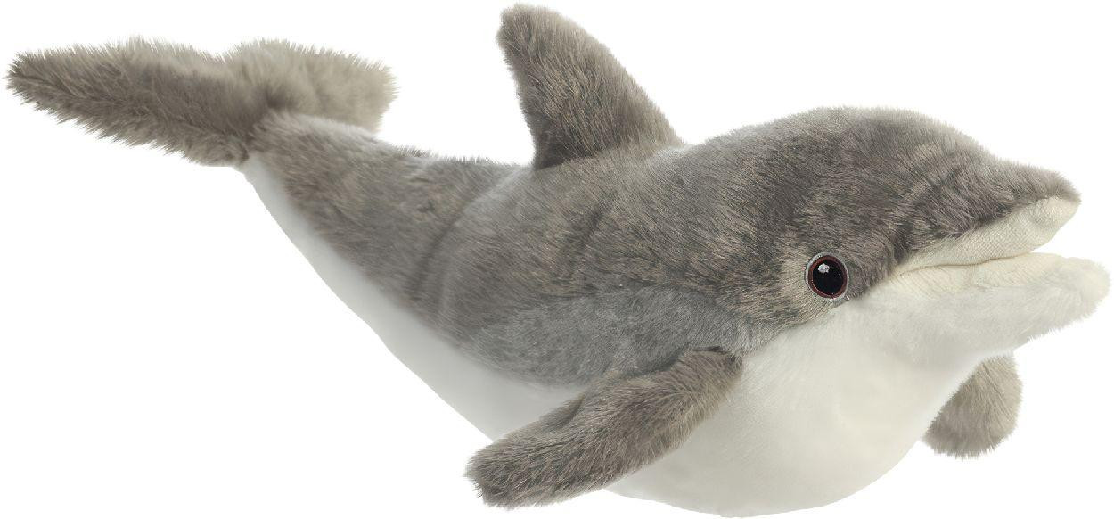 Eco Nation Delphin milieuvriendelijke pluche knuffel van Aurora, grijs en wit, 38 cm
