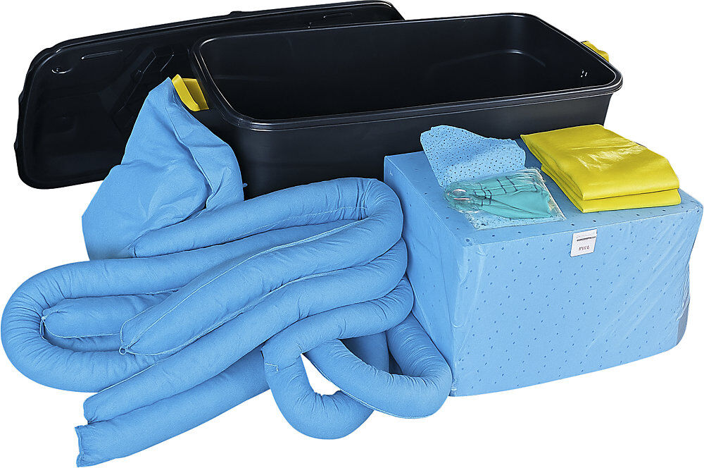 Leckage-Notfallset in Rollkoffer, Bindung 150 l, Ausführung Öl, blau eurokraft basic