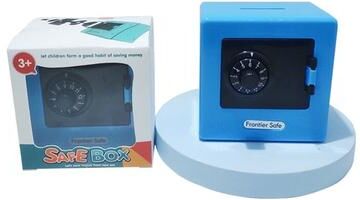 Multisell Products Hub Mini ATM Bank Saving Box Retro ATM Rotating Password Coin & Banknote Deposit Box For Kids, Christmas Gift blue