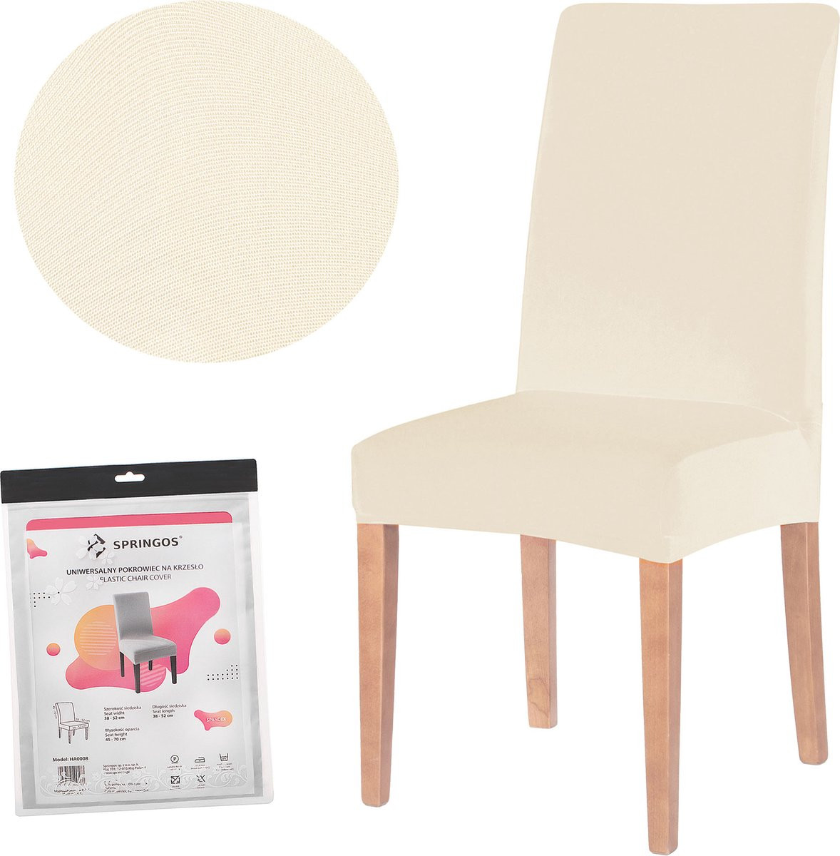 Springos Stoelhoes voor eetkamerstoelen met stretch - Beige