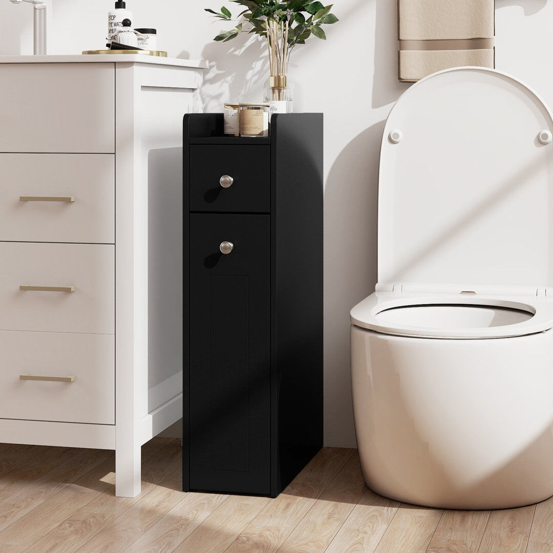 17 Stories Freestanding Linen Cabinet Black 70cm H X 18cm W X 40cm D