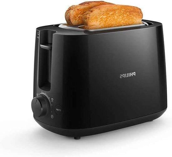 Philips Broodrooster met 2 sleuven en 8 standen, zwart, met belegfunctie