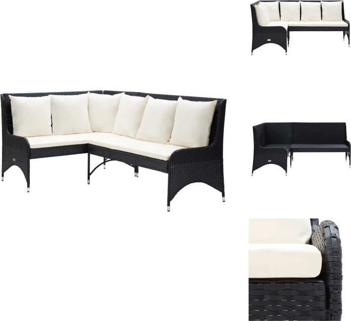 vidaXL Garten-Ecksofa 2-tlg. Poly Rattan Schwarz - Gartensofas