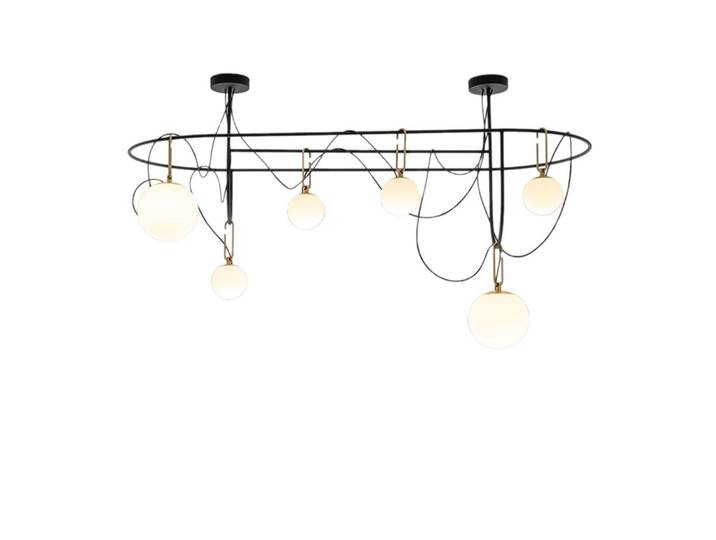 ARTEMIDE lampe à suspension NH S5 ELLIPTIC (Diffuseur blanc - Verre soufflé, laiton, acier)