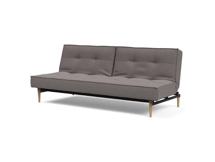 Schlafsofa Grau Stoff Mixed Dance 210 x 80 x 91cm mit Schlaffunktion Eiche Hell Modern