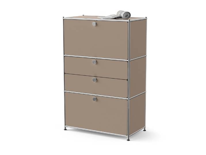 Tchibo - Kommode Metall »Cn3« mit 2 Klappenfächern und 2 Schubladen - 77x40x120,3cm - taupe -