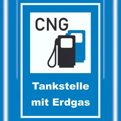 HB-Druck Tankstelle mit Erdgas Schild A0 Rückseite selbstklebend