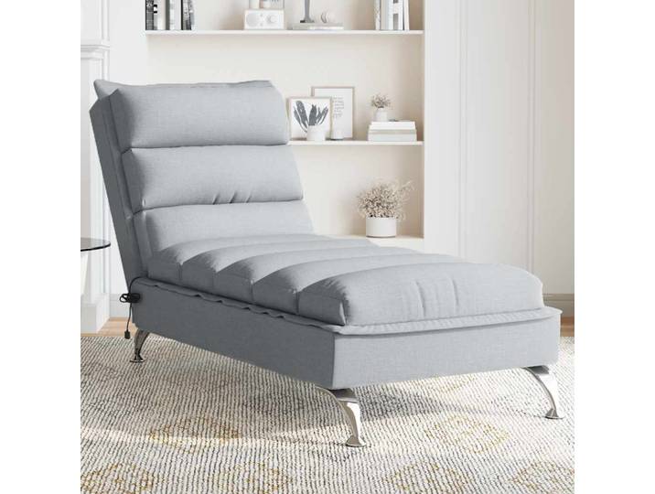 vidaXL Massage-Chaiselongue mit Kissen Hellgrau Stoff