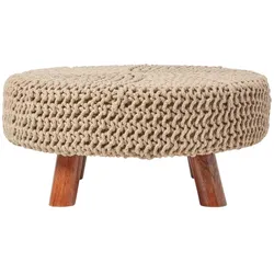 STRICK-HOCKER natur, rund 62/62/30 cm