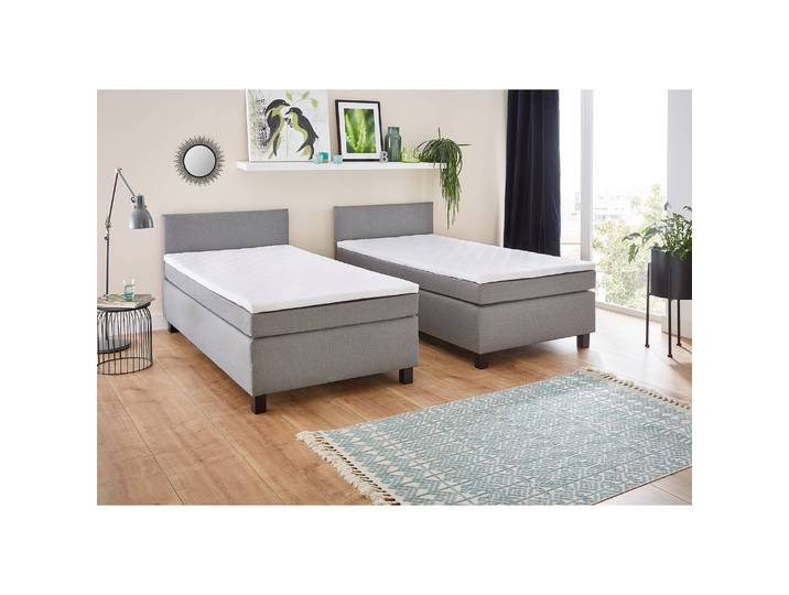Boxspringbett Matara 100 x 200cm Webstoff Grau Kiefer