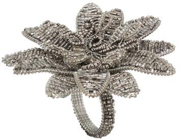 Saro Lifestyle Flower Design Beaded Napkin Rings (Set of 4)