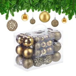 Relaxdays Weihnachtskugeln im 50er Set Gold,Silber