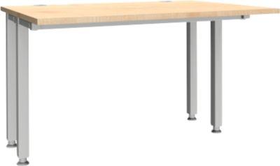 Schäfer Shop Genius Schreibtisch MODENA FLEX, 4-Fuß-Quadratrohr, verkürzte Seitenteile, B 1200 mm, ahorn