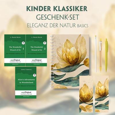 Kinder Klassiker Geschenkset - 3 Bücher (mit Audio-Online) + Eleganz der Natur Schreibset Basics, Set von Lewis Carroll,L. Frank Baum, EasyOriginal
